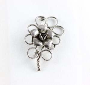 Sterling Silver Flower Pin Brooch Vintage Coro Sterling 1 3/4" x 1"